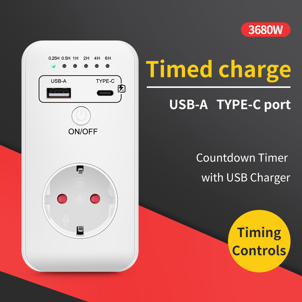 Kitchen Appliances Outlet - Usb Type-C Timer Switch Digitaal Countdown