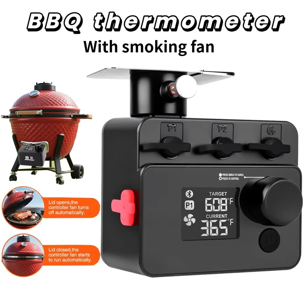 Electric Smoker Bbq - Draadloze Bluetooth-vleesthermometer PID BBQ-ventilatorcontroller Temperatuurregelingssonde voor