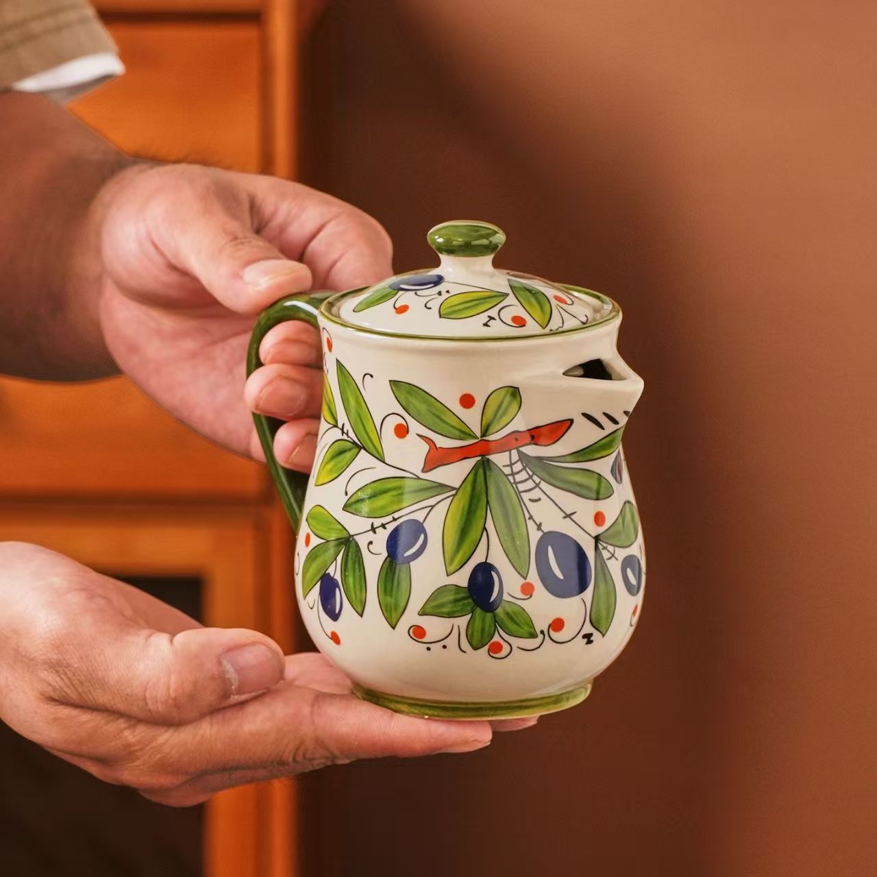 Olijfgroene keramische bloem o - Kitchen Appliances Vintage recensie en prijs